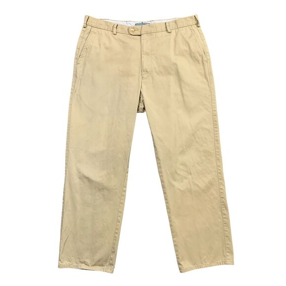 Peter Millar Pants Mens 36 Pancake Beige Flat Front Chino Comfort Trousers - Picture 1 of 10